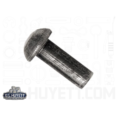 Huyett Solid Rivet, Button Head, 1/4 in Dia., 1-1/2 in L, Carbon Steel Body RVB-0250-1500
